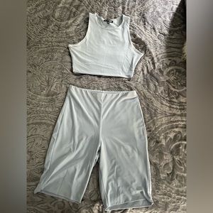 Baby blue bike short matching set
